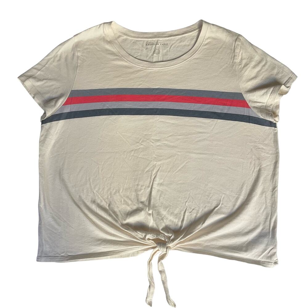 American Eagle Women’s Short Sleeve Summer Tank Top, size L, White, 100% Cotton